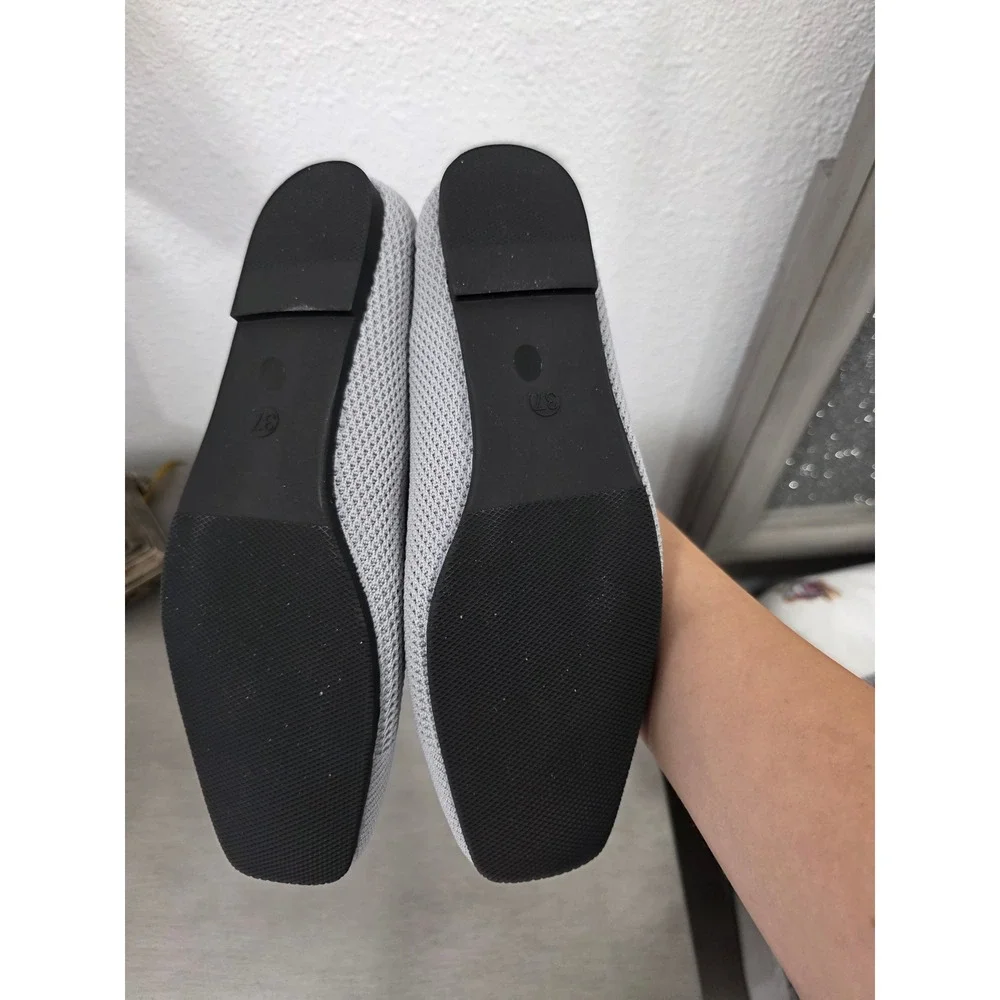 Women's Light Gray Knit Loafer Flats Comfortable Slip On Shoes Size 37 eur 6.5us